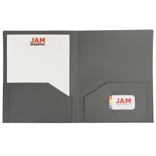 JAM PAPER Heavy Duty Plastic 2 Pocket Extra Tough School Folders - Grey - 3/Pack - color: Grey, size: 3 Per Pack