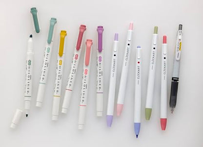 Journaling Kit: 6 Mildliner Highlighters + 5 ClickArt Markers + 1 Sarasa Mark-On Pen by Zebra Pen - style: Creative Journaling Set 10 Pack