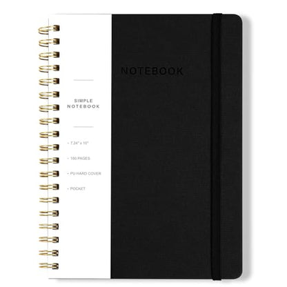 Spiral Notebook - 7.24" x 10" College Ruled Journal with Inner Pockets and 180 Pages, PU Leather Cover Business Journal, Twin-Wire Binding Notebook Perfect for Office & Home School Supplies Black - color: 002-Black-1pack, size: B5-180 pages