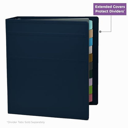 Carstens 2-Inch Heavy Duty 3-Ring Binder - Side Opening, Navy Blue, Durable Plastic, Precision No-Gap Rings, Waterproof Covers, No Pockets, Holds 300 US Letter Sheets, BPA-Free, Made in USA (2829-3R) - color: Navy Blue, size: Individual