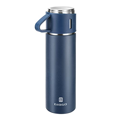 Stainless Steel Thermo 500ml/16.9oz Vacuum Insulated Bottle with Cup for Coffee Hot drink and Cold drink water flask.(Blue,Single) - color: Blue (Single), size: 16.9 Ounces