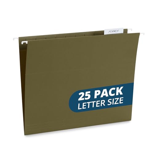 Blue Summit Supplies 25 Hanging File Folders, Reinforced Hanging Folders, Standard File Folders for Filing Cabinet, Letter Size, Green, 25 Pack - color: Dark Green