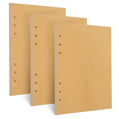 A5 Refill Paper, [3 Pack] Toplive 100GSM Thick Refillable 6 Hole Filler Inserts - 135 Sheets (270 Pages) for 6 Ring Binder Journal Notebook, Kraft - style: 3Pack Kraft Blank