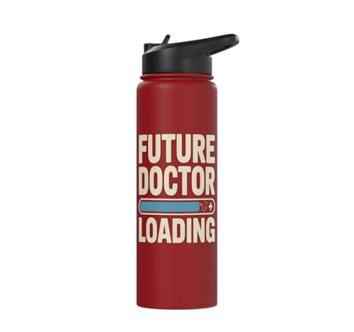 Future Doctor Loading Med Student Progress Bar Stainless Steel Insulated Water Bottle - color: Red