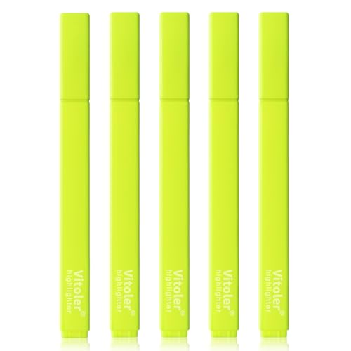 Vitoler Yellow Highlighter, Quick Dry,Cute Chisel Tip 5pcs | Dry Fast,long lasting high quality for bible study,books,journal,writing,school office - color: Y Fluorescent Colors, size: 8