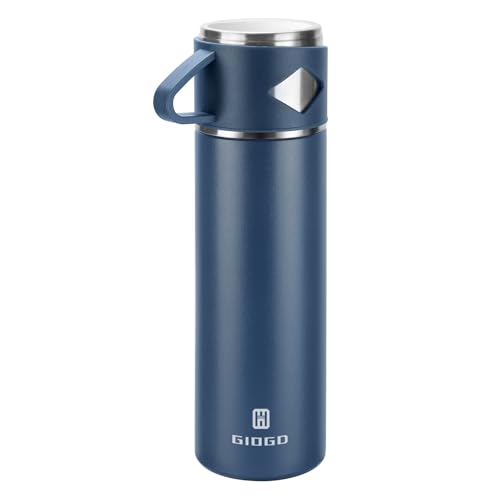 Stainless Steel Thermo 700ml/23.7oz Vacuum Insulated Bottle with Cup for Coffee Hot drink and Cold drink water flask.(Blue,Single) - color: Blue (Single), size: 23.7 Ounces