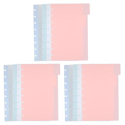 NOLITOY 3 Sets 5.5" X 8.5" Plastic Loose-Leaf Dividers with Writable Tabs, Notebook Index Divider Sheets for School Binder Organization and Planner Filing