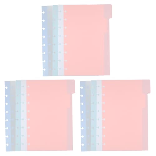 NOLITOY 3 Sets 5.5" X 8.5" Plastic Loose-Leaf Dividers with Writable Tabs, Notebook Index Divider Sheets for School Binder Organization and Planner Filing