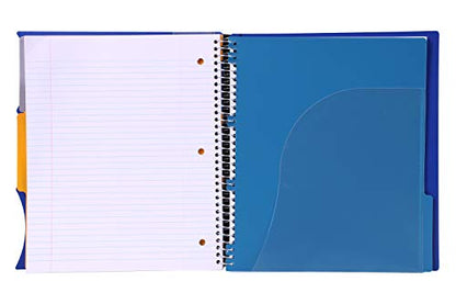 Mintra Office Durable PREMIUM Spiral Notebook, ((Blue, 3 Subject, 8.5in x 11in)), Fabric Covered Coils, No Snags, Removable Adjustable Pocket Dividers, Ruler, Organization, Customizable - color: Blue, size: 3 Subject (8.5in x 11in)