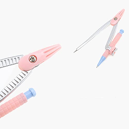 Drawing Compass Math Geometry Kit Metal Math Compass Drawing Compass Student Supplies Pencil Storage Box Pink Home School Supplies Geometry Set (Color : Pink)