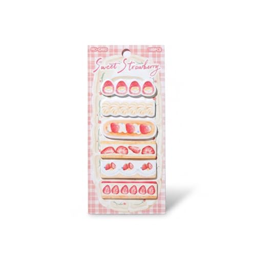 Irregular Strawberry Dessert Cute Sticky Tabs Strawberries Cream Bread Cake Design Page Annotation Book Tabs Cartoon Fruit Sticky Note Index Tabs for Planner Stationery School Office Study Supplies