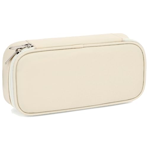 FlowFly Large Capacity Pencil Case for Kids, Boys & Girls – Zippered Multi-Functional Pen Pouch, Soft & Portable Pencil Bag for School, Teens, Students, Beige - color: Beige