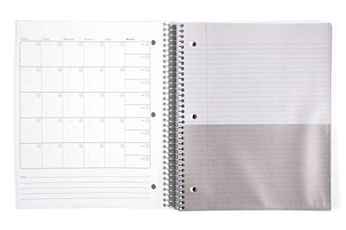 Mintra Office Durable Spiral Notebooks, 5 Subject (Black, College Ruled 1pk) - color: Black, size: College Ruled 1pk