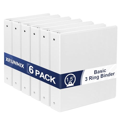 1.5-Inch 3-Ring Binder with Pockets, 1-1/2’’ Premium View Binders with Three Ring Binders Holds up to 325 Sheets US Letter Size, Bulk Pack of 6, Perfect for Home, Office, and School (1.5-inch) White - size: 1.5 inch