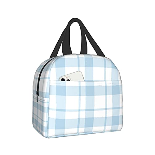 Lunch Bag Plaid Blue Check Insulated Lunch Box Cooler Tote for Adults Kid Girl Women Work Office School Picnic Beach Reusable Lunchbox Over 3 Years Old - color: A05