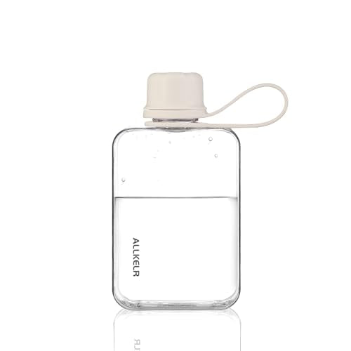 Portable Flat Water Bottle, 8 oz, White | BPA-Free Tritan, leakproof, slim fit for purses, lightweight for hiking, backpacking, travel - color: White, size: 8 Ounces