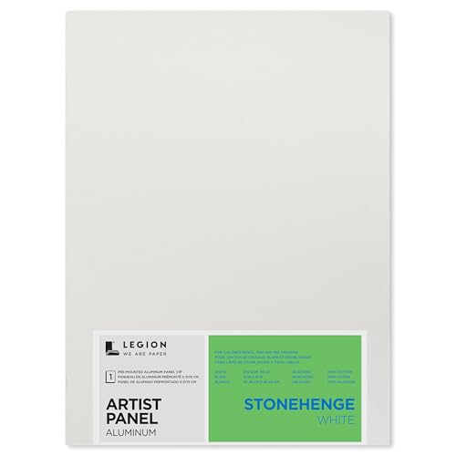 Legion Artist Panel, 1/8" Composite Brushed Aluminum with Stonehenge 100% Cotton White 250gsm Paper, 12 x 16 inches for Dry Media - size: 12 x 16