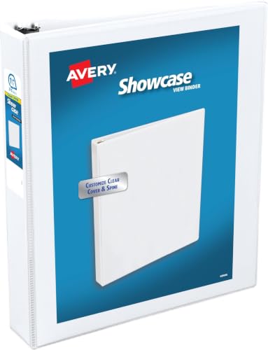 Avery Economy Showcase View 3 Ring Binder, 1.5" Slant Rings, 375-Sheet Capacity, 2.1 Inch Wide Spine, Great for Home, School Supplies, Office, or Organization Needs, 1 White Binder (Pack of 12) - size: 1.5" (Pack of 12)
