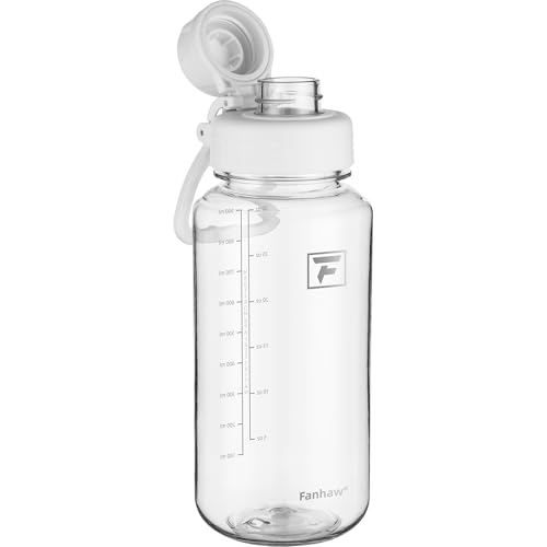 Fanhaw 32 oz Clear BPA-Free Tritan Water Bottle with Fast-Flow Spout Lid, BPA-Free & Leak-Proof Wide-Mouth Reusable Bottle for Gym, School & Office, Back to School Essentials (Clear&White) - color: Clear&White, style: 32 Ounces