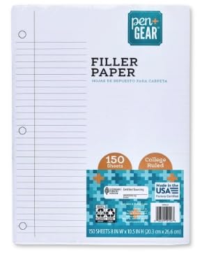 Pen+Gear 150ct Filler Paper College Ruled, 10.5 x 8, 59156