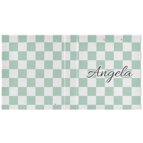 IHCVHQX Custom 3 Ring Binder 1.5 Inch Round Rings Green Checkerboard Personalized Name Binders Organizer Fashion View Binder with 2 Pockets for School Office Supplies - color: Multi18