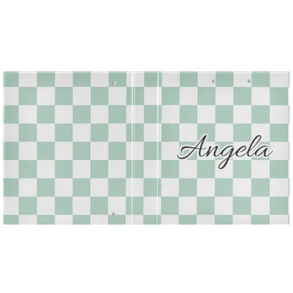 IHCVHQX Custom 3 Ring Binder 1.5 Inch Round Rings Green Checkerboard Personalized Name Binders Organizer Fashion View Binder with 2 Pockets for School Office Supplies - color: Multi18