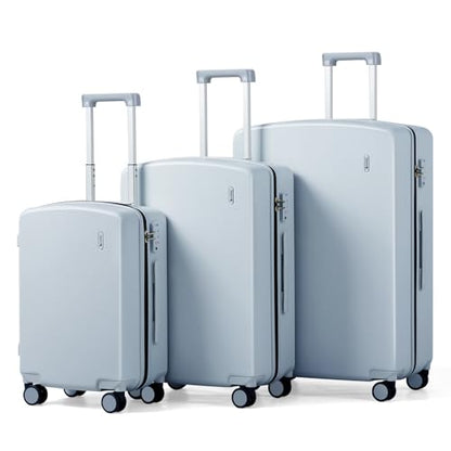 Hanke Hard Shell Luggage Sets 3 Pieces, Carry On and Checked Luggage Sets with Spinner Wheels, Durable PC Hardside Rolling Suitcase for Travel (20/24/28 Inch, Grey) - color: Grey, size: 20+24+28 Inch