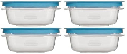 Rubber maid 1.25 Cup Flex & Seal Leak Proof Lids Food Storage Container Set, Teal, Clear Meal Prep Flex Containers, 4 Piece Bundle Set - size: 1.25 Cup
