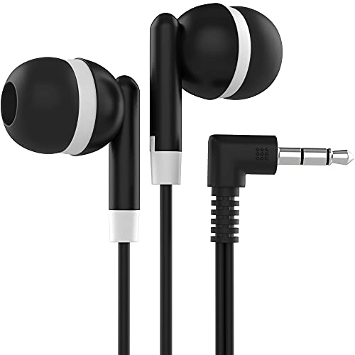 Maeline Bulk Earbuds with 3.5 mm Headphone Plug - 50 Pack Wholesale Bundle - Black - color: Black, size: 50 Pack