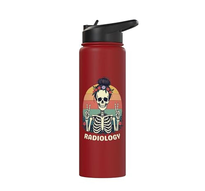 Funny Radiology Student Graduation Xray Technician Men Women Stainless Steel Insulated Water Bottle - color: Red