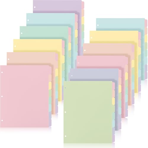 Honoson 12 Sets 8 Tab Dividers for 3 Ring Binders Plastic File 8.5 x 11 Inch Paper Multicolor Page Binder Index Dividers for School Office (Macarons Color) - color: Macarons Color