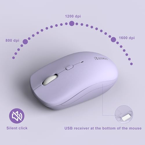 Wireless Keyboard and Mouse Combo, Full-Sized Wireless Keyboard and Adjustable DPI Mouse, 2.4GHz USB Receiver, Silent Keyboard and Mouse for PC, Windows, MAC, Desktop, Laptop(Purple) - color: Purple