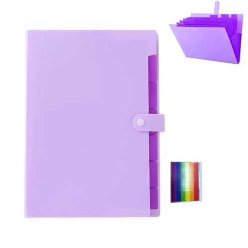 Purple Accordion File Folder,8 Pockets Expanding File Organize with Labels,A4 Letter Size Paper Document Receipt Organizer Accordion Filing Folder for Classroom,Home,Office - color: Purple