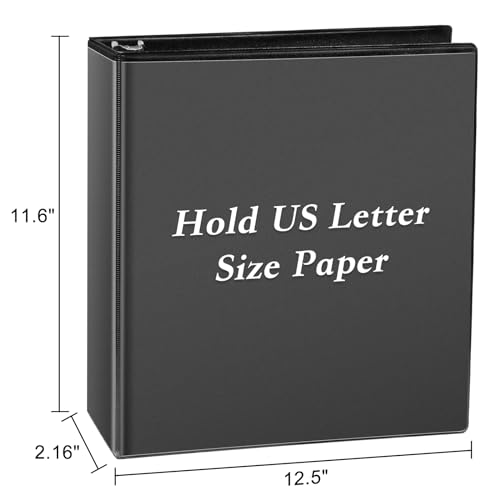 CIXILDTS 1.5-inch D Ring Binders, 3 Ring Binder Fit US Letter Size Paper, 1-1/2" Slant D Ring View Binder with 2 Pocekts, 6-Pack, Black - color: Black, size: 1.5", style: 6-Pack