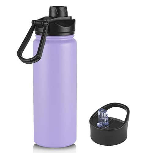24oz Insulated Water Bottle with Straw Lid, Stainless Steel Metal Water Bottle with Straw & Wide Mouth Lid, Double Wall Vacuum Water Bottle for Hiking Camping, Lavender 1 Pack - color: Lavender, size: 24 Ounces