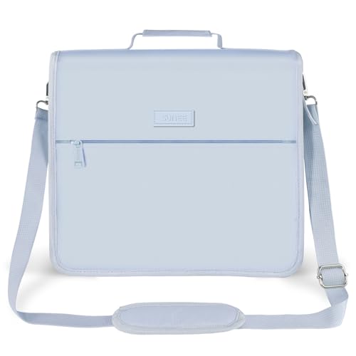 SUNEE Zipper Binder 3 Ring, 3 Inch O-Ring with Handle and Shoulder Strap, 600-Sheet Capacity, 5-Tab Expanding File Folder, Multi-Pockets for Middle School Organizer Binder with Zipper, Dusk Blue