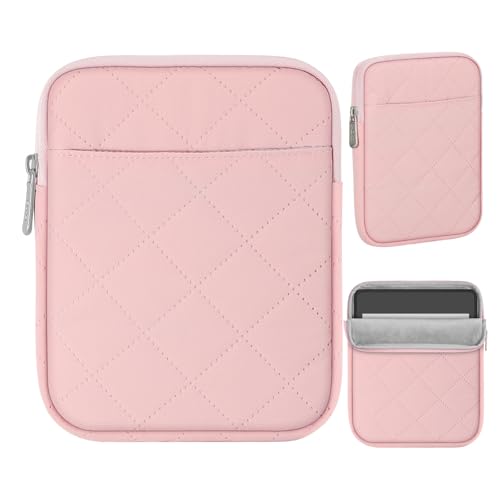 MoKo 6-7 inch Padded E-Reader Sleeve Case with Dual Pockets Fits with 6/6.8/7-inch E-Reader/Nook/Kobo, Protective Sleeve Cover Pouch Bag Carrying Case, Pink