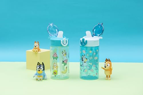 Zak Designs Bluey Sage Kids Water Bottle For School or Travel, 16oz Durable Plastic Water Bottle With Straw, Handle, and Leak-Proof, Pop-Up Spout Cover, 2-Pack Set (Bluey & Bingo) - color: Bluey & Bingo
