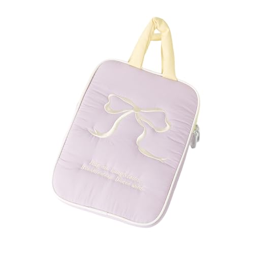 Cute Bow Laptop Case with Handle Coquette Quilted Puffy Tablet Cover Y2K Preppy Protective Pouch Sleeve for Women (Purple,11 inch) - color: Purple, size: 11 inch