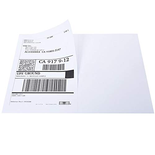 BESTEASY 1000 Round Corner Half Sheet Self Adhesive Shipping Labels for Laser and Ink Jet Printers, White Blank (500 Sheets, 1000 Labels) - size: 500 sheets, style: Round Corner-8.5"x5.5"