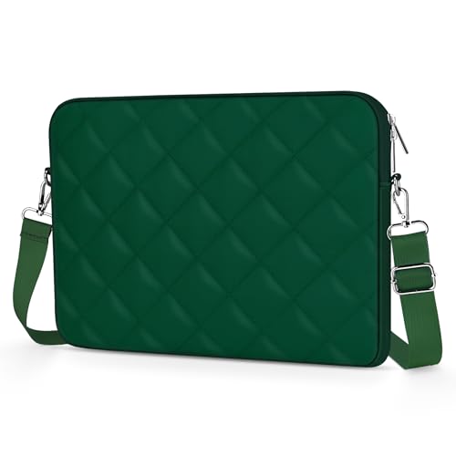 Puffy Quilted Laptop Sleeve with a Removable Shoulder Strap Compatible with MacBook Air 15 inch M2 A2941 2023/Pro 15 A1990 A1707, 15 Surface Laptop 5/4/3,Dell XPS 15,HP Stream 14 inch - color: Sleeve - Blackish Green, size: 15 inch