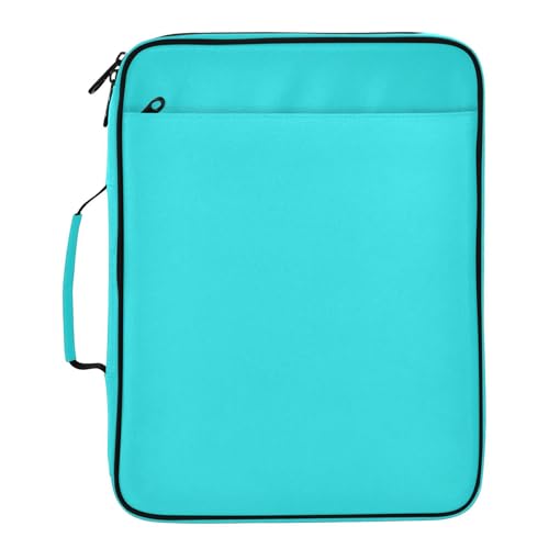 Bright Blue Teal Pattern 3 Ring Zipper Binder for Office School High Capacity Document Organizer 1.2 Inch Portfolio Case Holds 500 Sheets Binder Organizer for Adults Kids - color: Bright Blue Teal