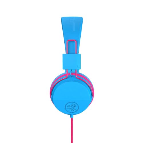 JLab, JBuddies Studio, Kids Wired on-Ear Headphones, Bundle with USB-C Adapter, Volume limiting, Foldable, Blue/Pink - color: Cotton Candy, size: Bundles