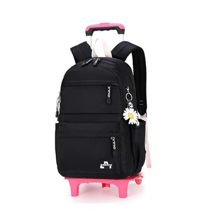Rolling Backpack,Backpack with Wheels,Kids Roller Backpack for Girls Boys Travel Bag on Wheels Kids Trolley School Bag,Black - color: A-black Two Wheels, size: Two Wheels