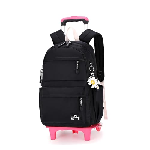 Rolling Backpack,Backpack with Wheels,Kids Roller Backpack for Girls Boys Travel Bag on Wheels Kids Trolley School Bag,Black - color: A-black Two Wheels, size: Two Wheels