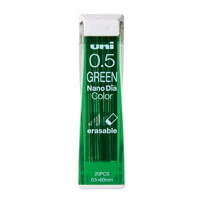 Uni Mechanical Pencil Lead Nanodia Color Green 0.5mm 20Leads - size: 20 Count (Pack of 1)