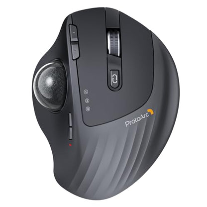 ProtoArc Wireless Trackball, EM01 NL Ergonomic Bluetooth Rollerball Thumb Mouse, Rechargeable Computer Laptop Mouse, Adjustable Angle & 3 Device Connection for PC, Mac, Windows - Gray Ball - color: Gray Ball