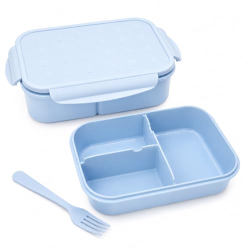 MISS BIG® Kids Bento Lunch Box, 1150ml 3 Compartments, Blue | Blue kids bento lunch box for school, daycare, and snack time - color: Blue, size: 1150ml