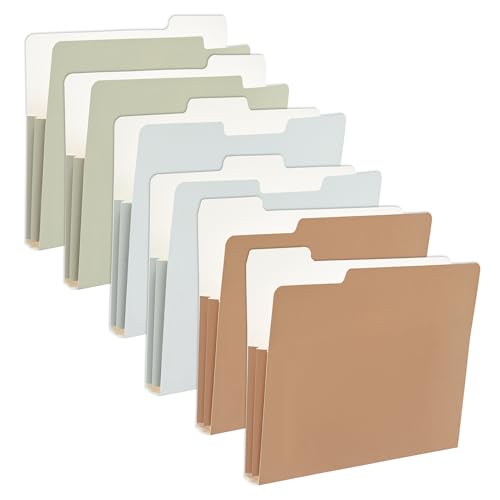 Y YOMA 6 Pack Extra Capacity File Folders Letter Size Accordion Decorative File Folder Cute Pretty Colored Filing Folder File Organizers for Office School Home Desktop with 1/3-Cut Tab, Natural Color - color: Natural Color, size: Letter Size - 6 Pack( Acc