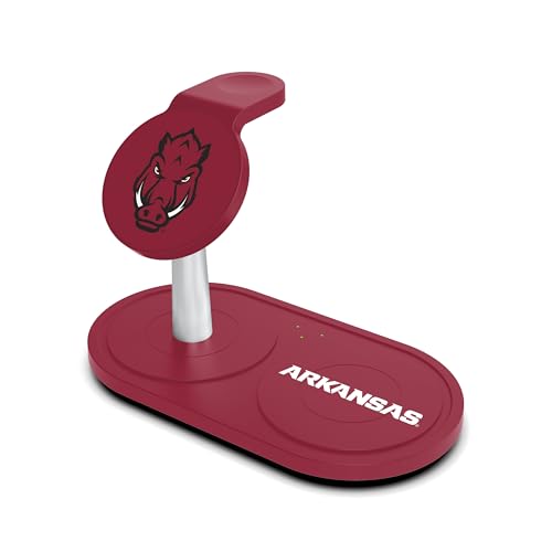 SOAR Collegiate 3-in-1 Wireless Charging Station - color: Arkansas Razorbacks